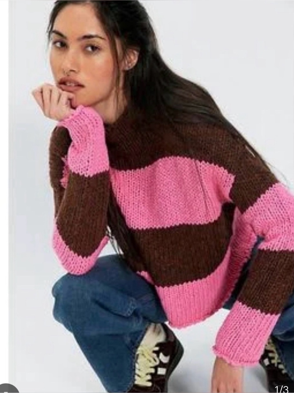 Free People Opal Rollneck Knit Stripe Sweater. NWT. Blush combo